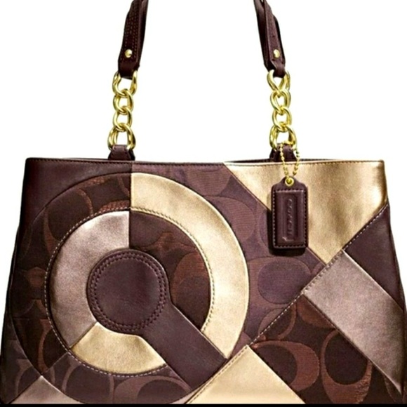 Coach Handbags - Coach Inlaid Patchwork Leather Chain Tote
